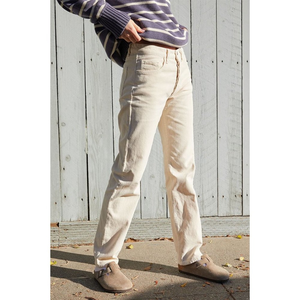 🏷️NWT John Galt Corduroy Straight Leg Pants In White (Cream)  - Size Small